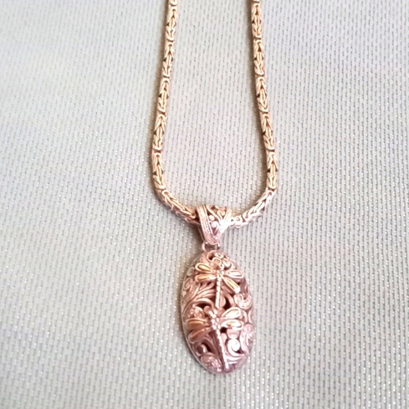 hold till 4-10 BALI LEGACY DIAMOND DRAGONFLY PENDENT IN SS & 14k Y Gold - Picture 6 of 12